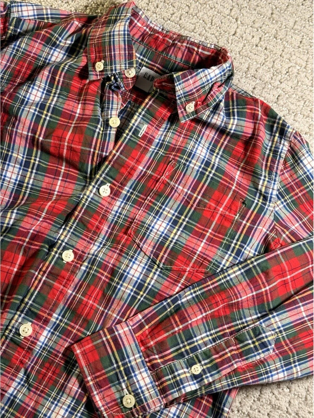 GAP KIDS Long Sleeve Flannel Plaid Button Down Shirt Boys M